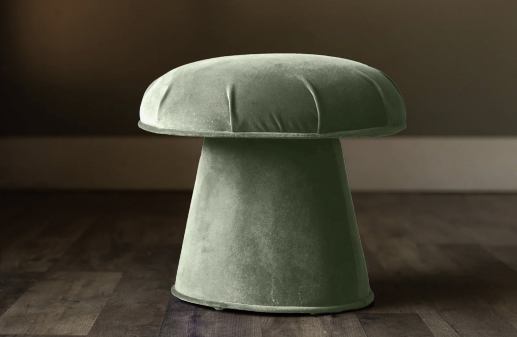 Velvet Mushroom Stool in Sage